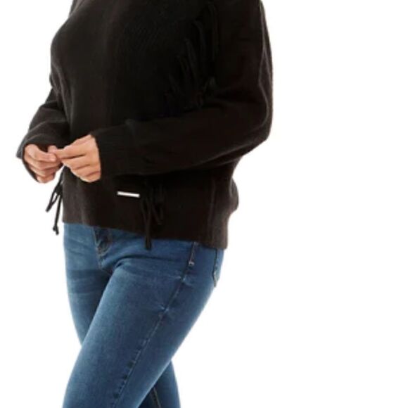 NWT AV 1X black sweater with fringe - Picture 7 of 13